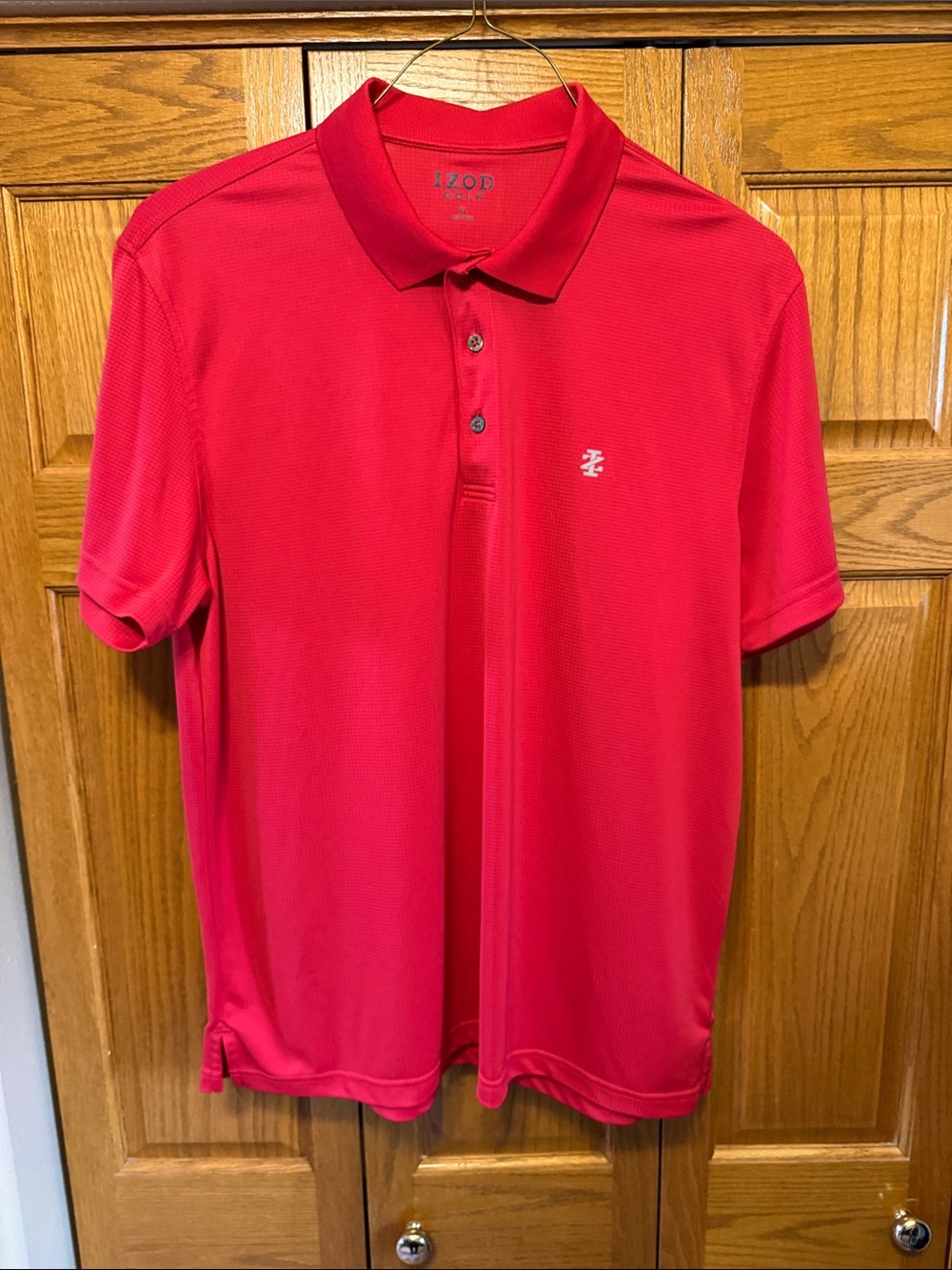 Izod Red Men’s Polo Shirt with Embroidered Logo- XL